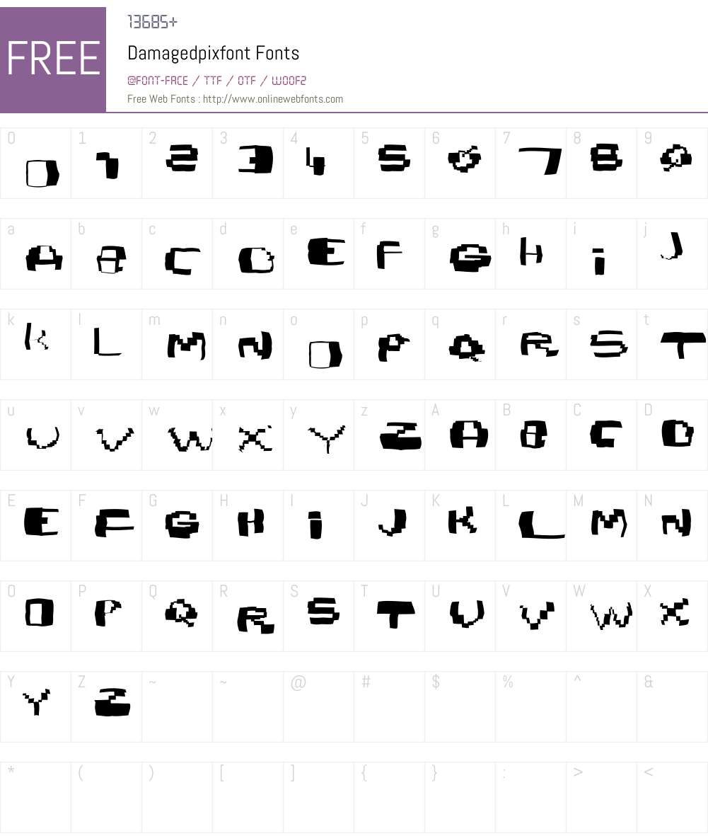 Damagedpixfont Font Screenshots