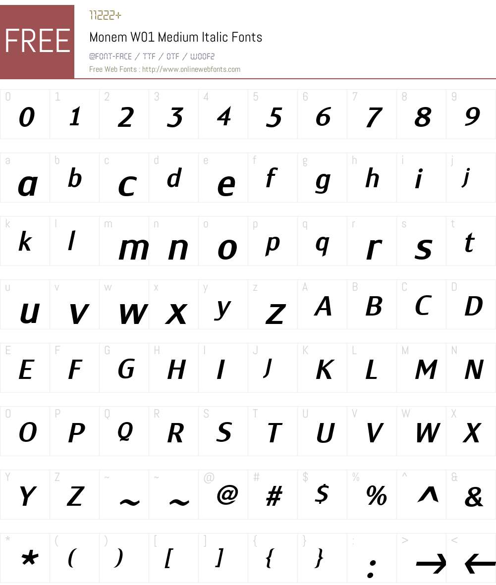 MonemW01-MediumItalic Font Screenshots