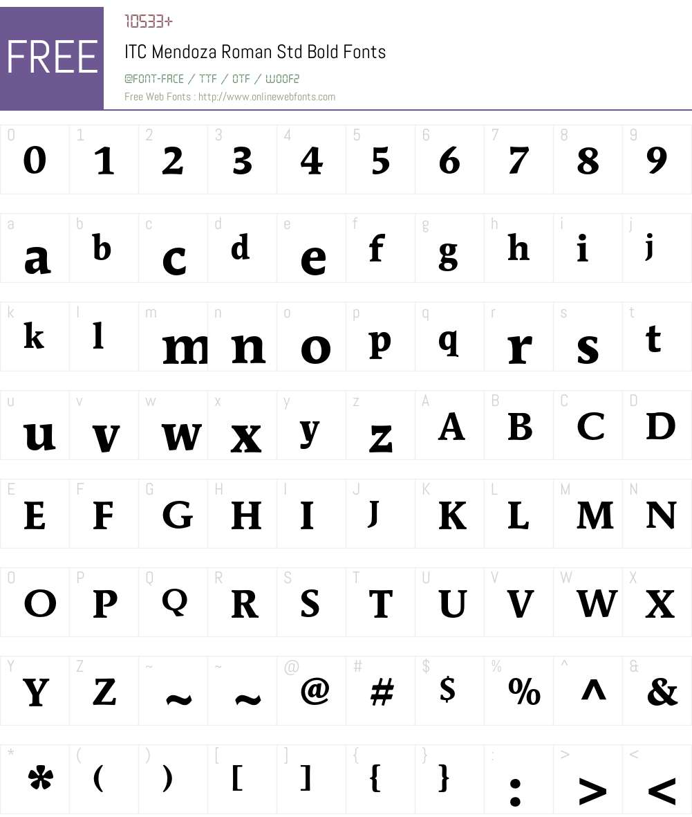 ITC Mendoza Roman Std Font Screenshots