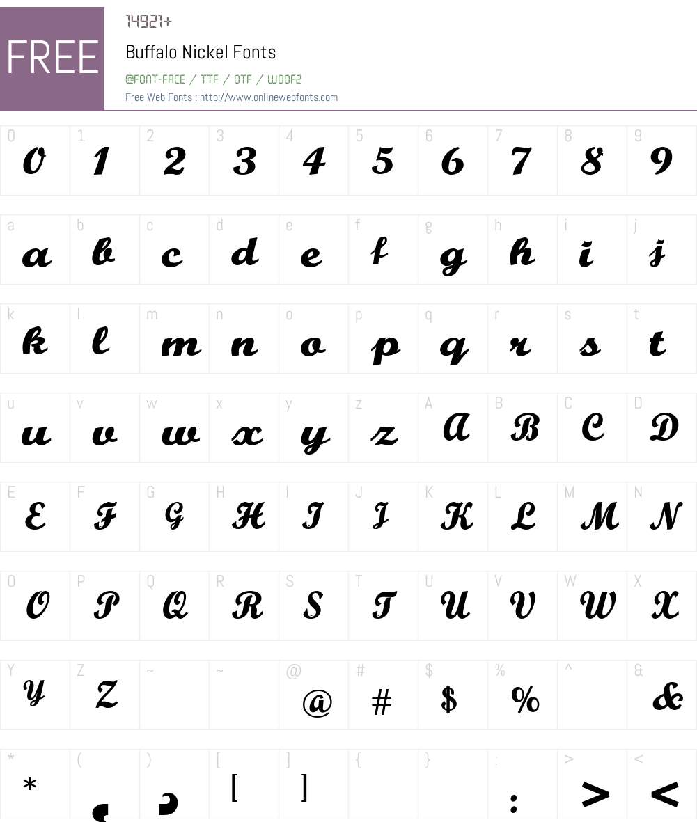Buffalo Nickel Font Screenshots