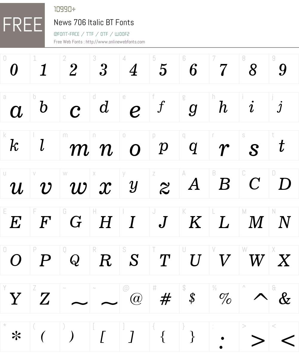 News706 BT Font Screenshots
