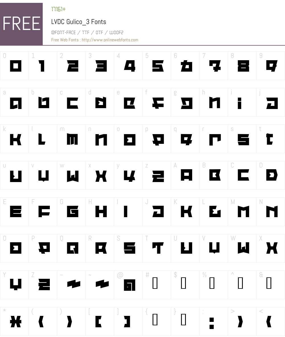 LVDC Gulico_3 Font Screenshots