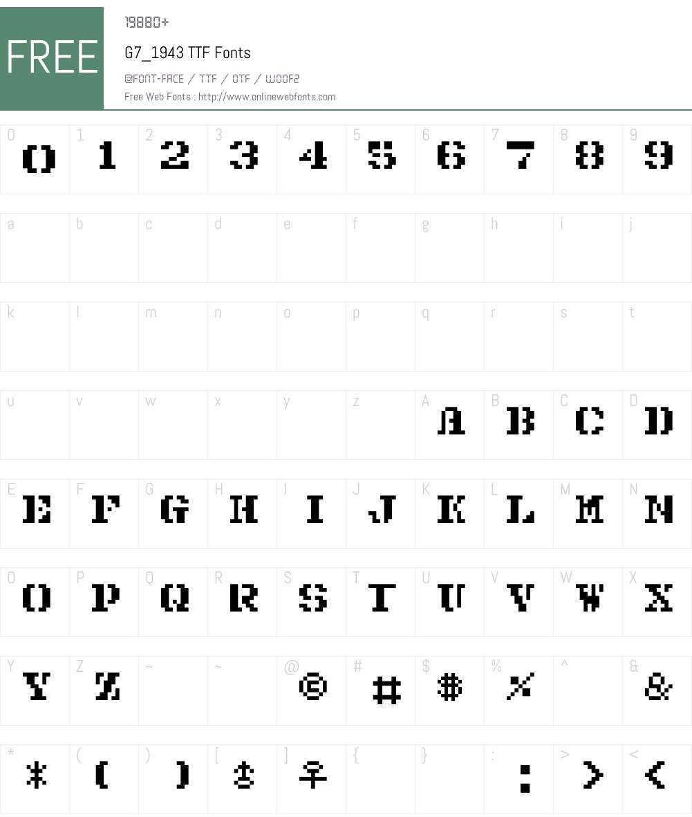 G7_1943 TTF Font Screenshots
