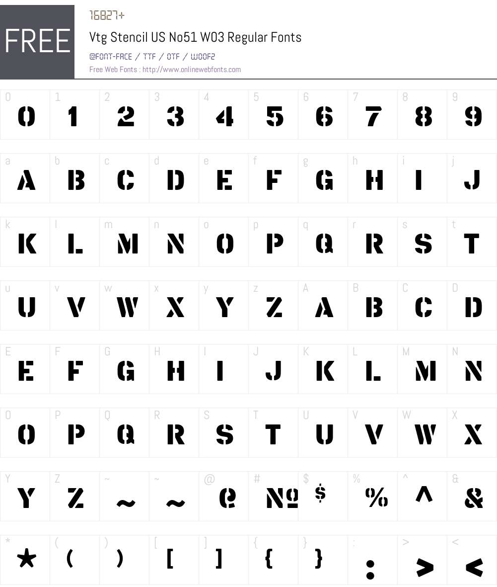 Vtg Stencil US No. 51 Font Screenshots
