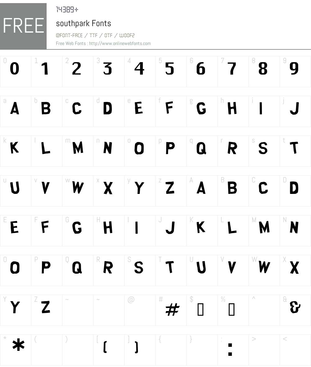 southpark Font Screenshots