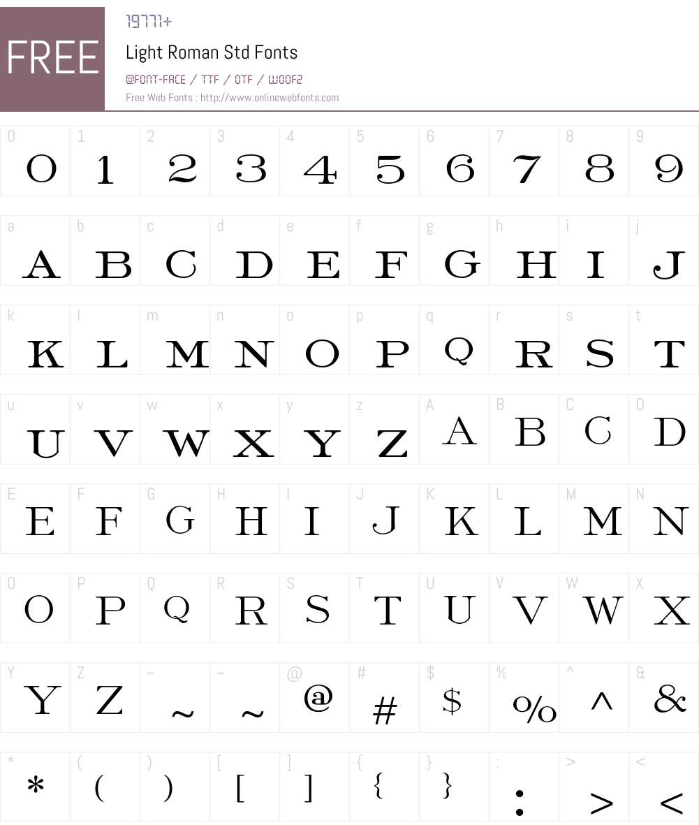 Light Roman Std Font Screenshots
