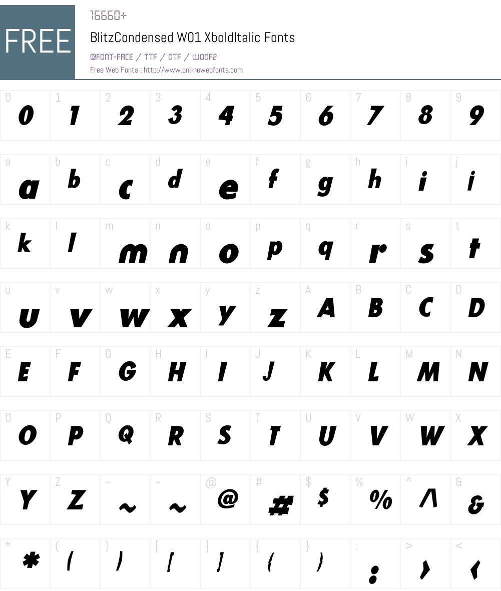 BlitzCondensedW01-XboldIt Font Screenshots
