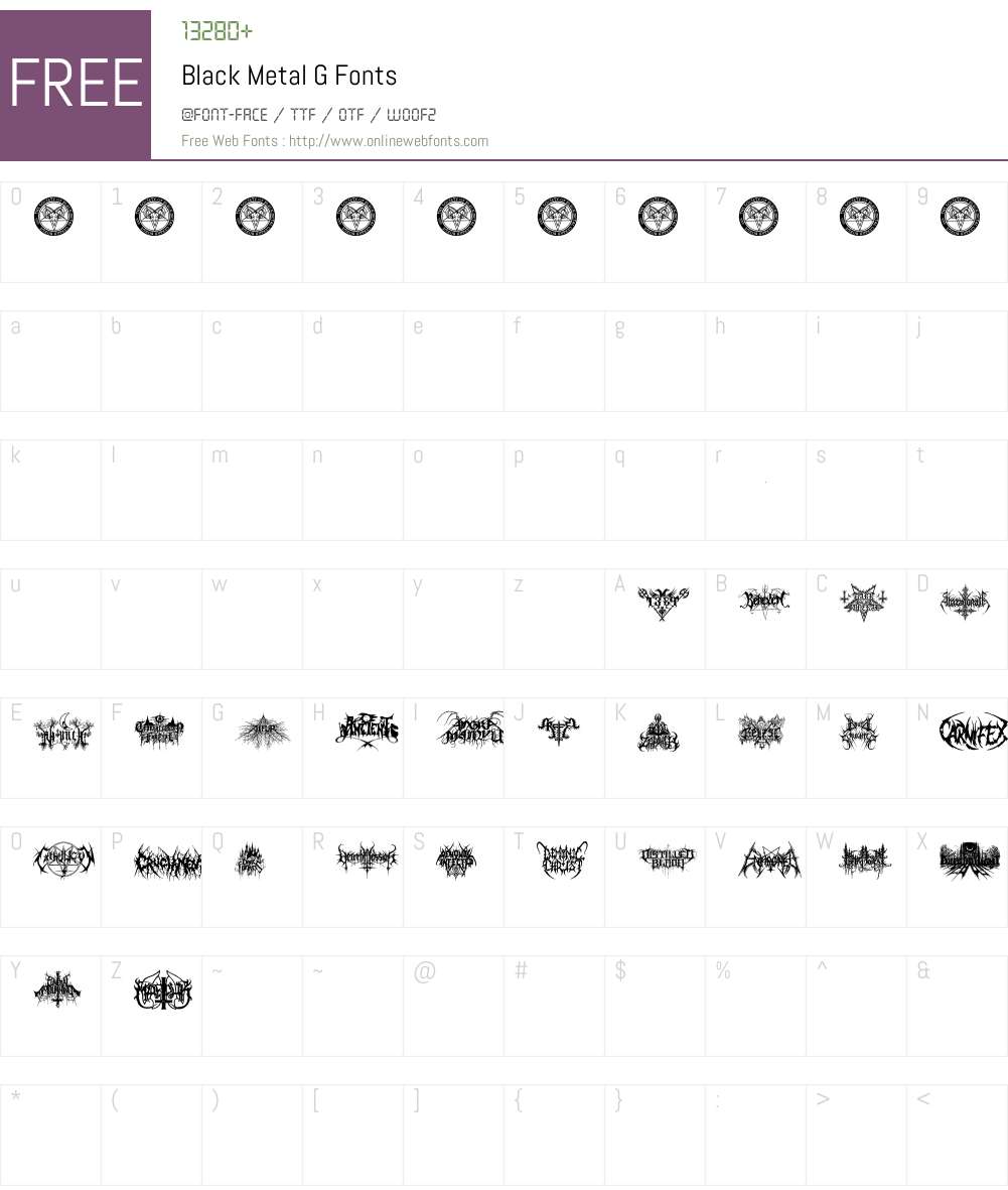 Black Metal G Font Screenshots