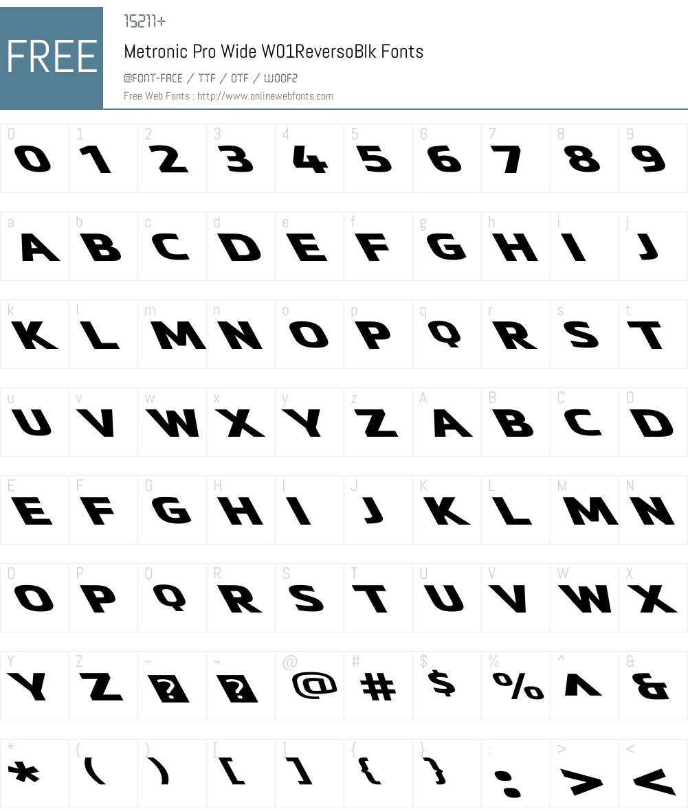 MetronicProWideW01-ReversoBlk Font Screenshots