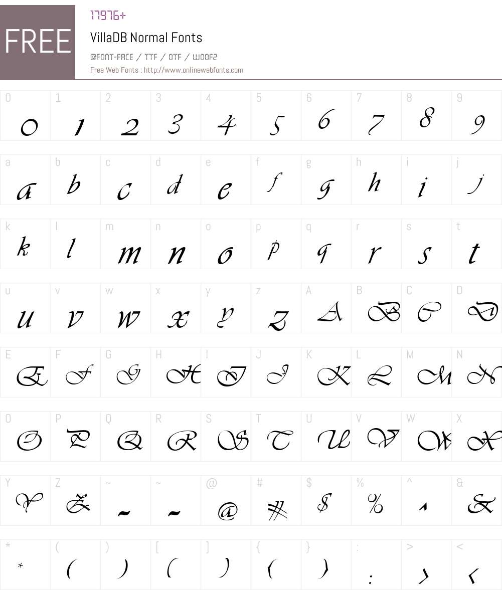 VillaDB Font Screenshots