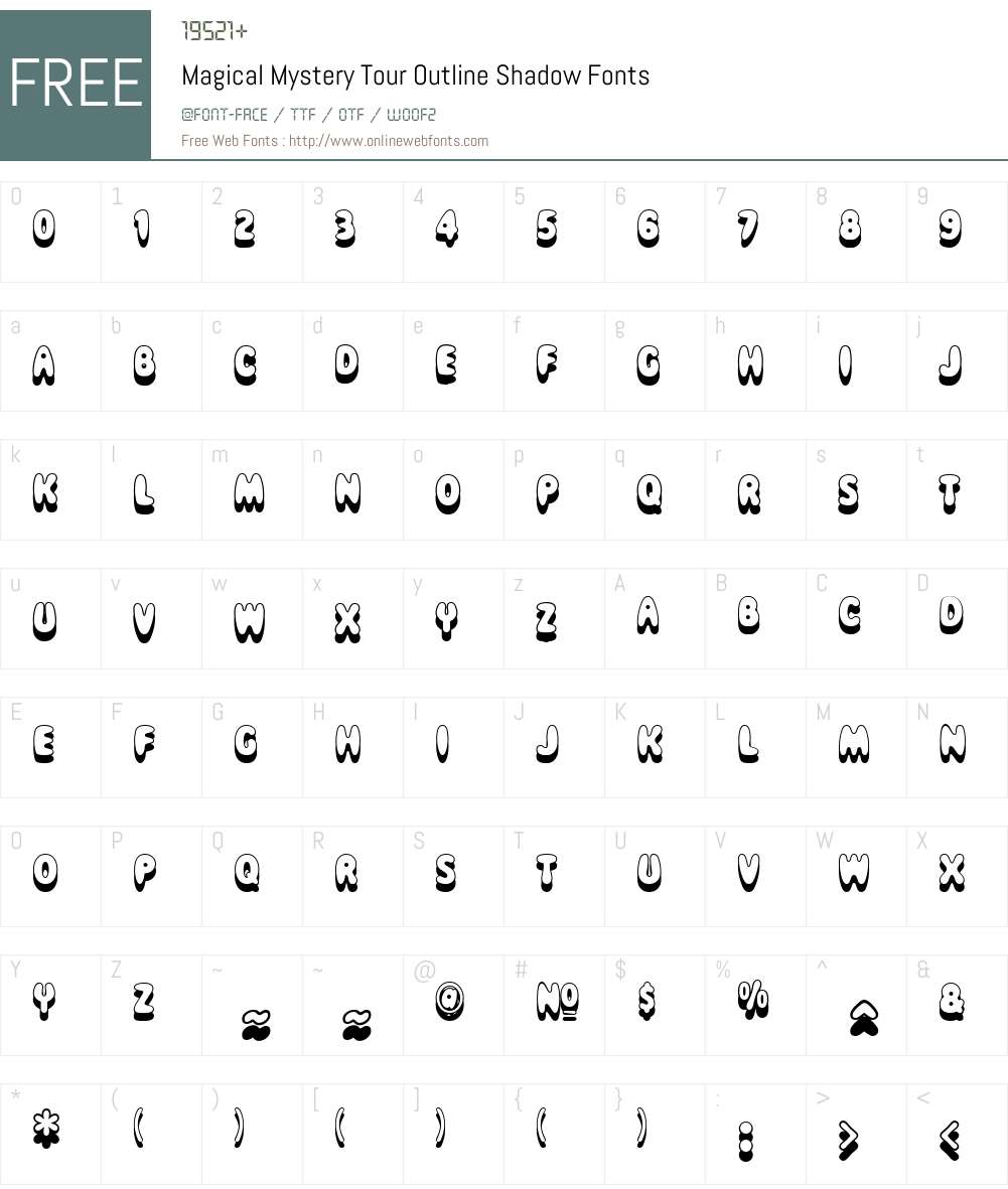 Magical Mystery Tour Outline Shadow Font Screenshots