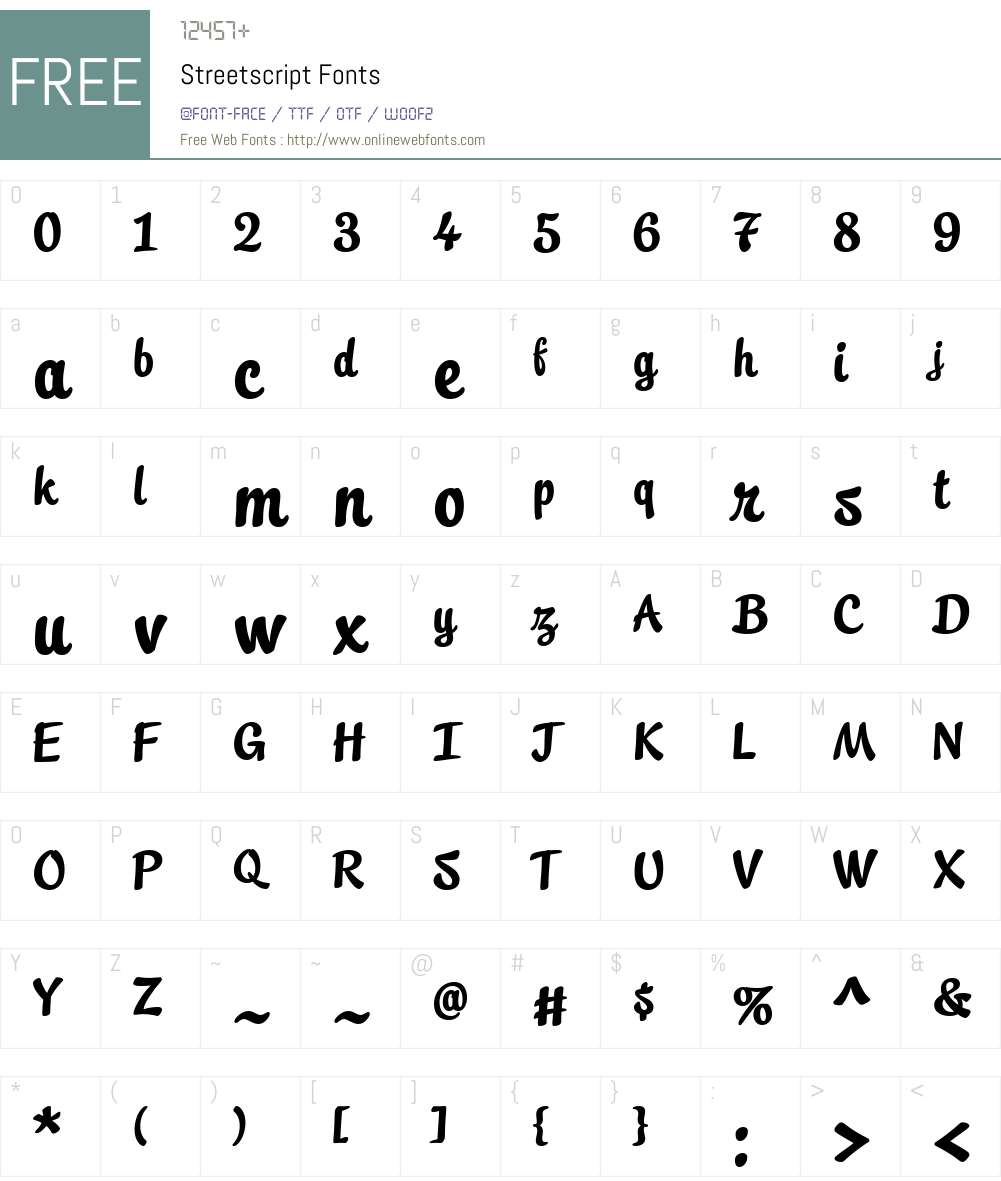 Streetscript Font Screenshots