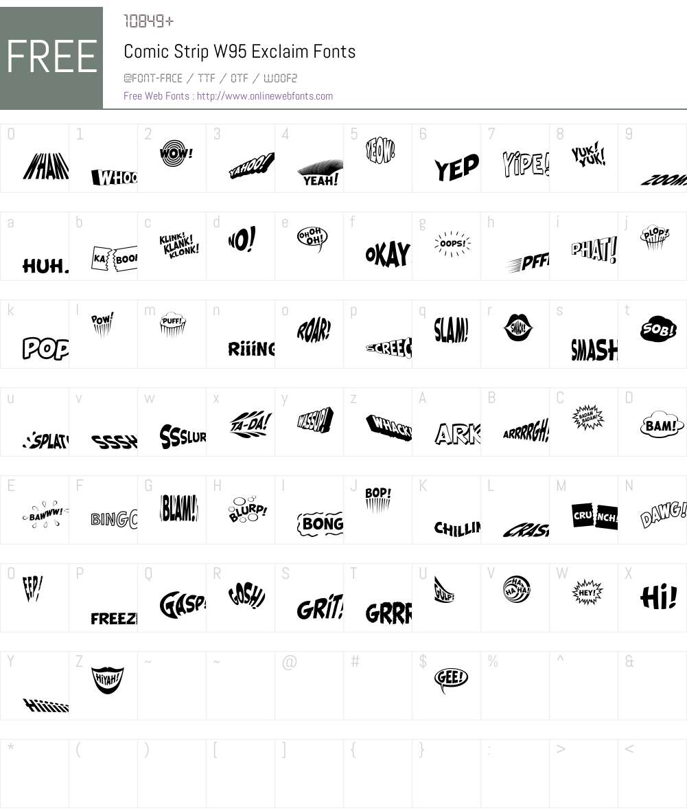 ComicStripW95-Exclaim Font Screenshots