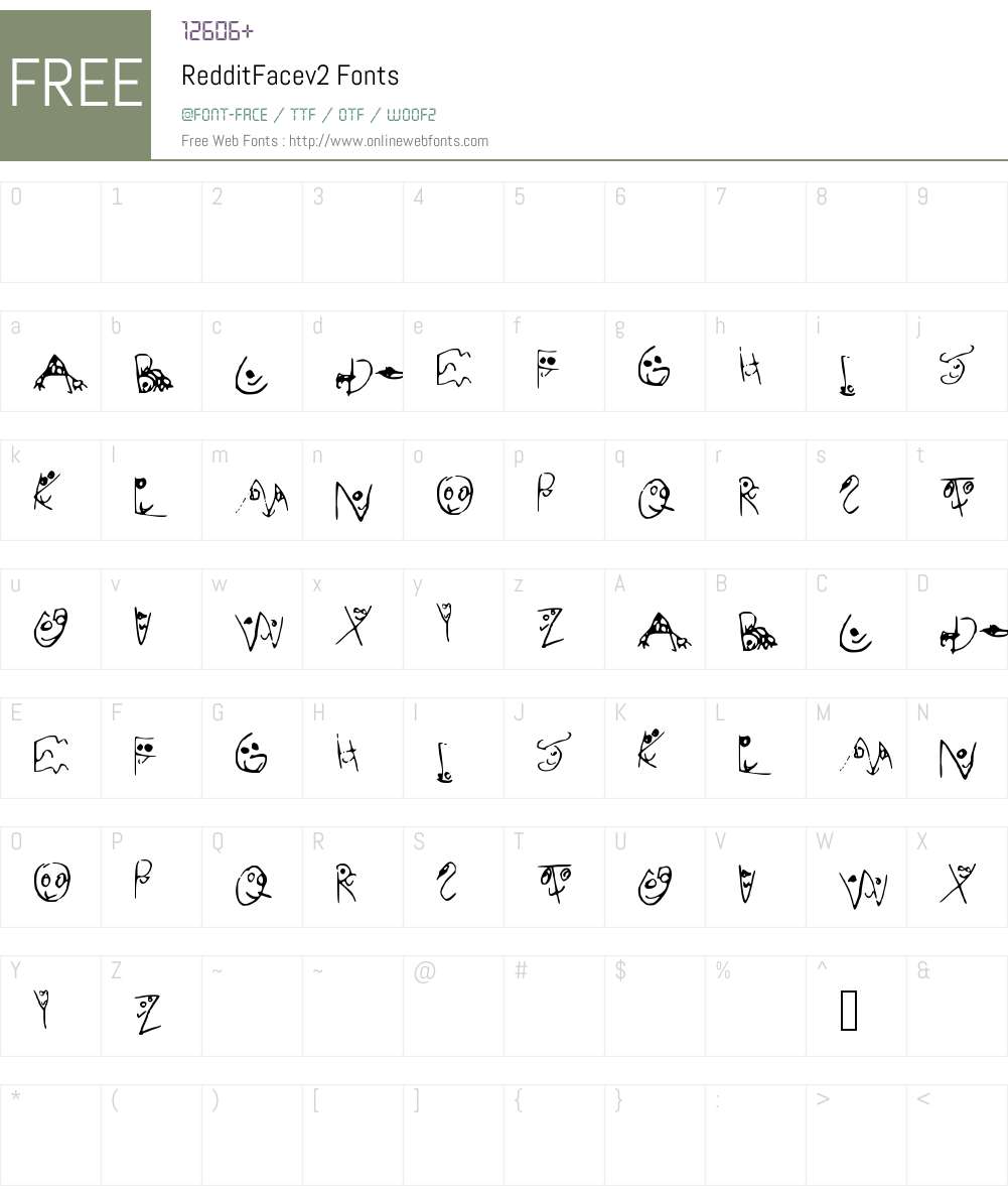 RedditFacev2 Font Screenshots