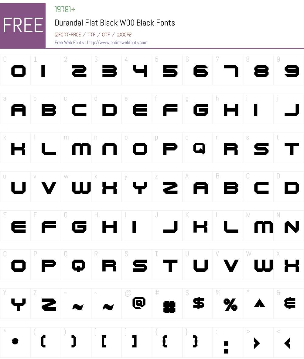 DurandalFlatBlackW00-Black Font Screenshots