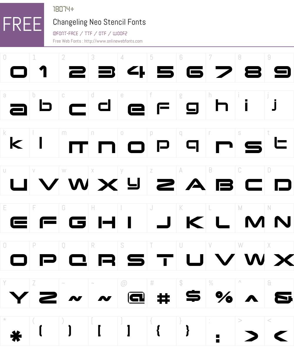 Changeling Neo Stencil Font Screenshots
