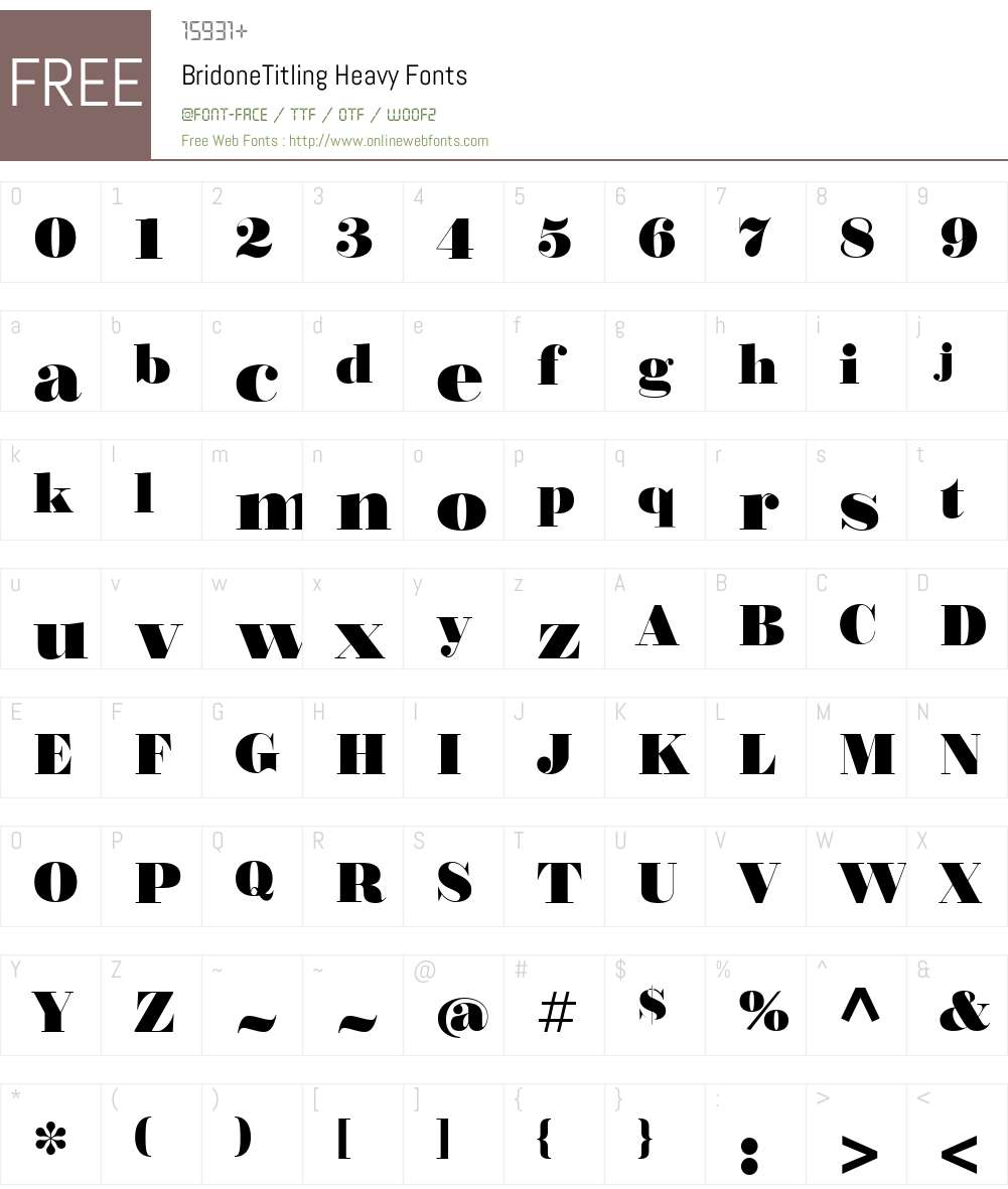 BridoneTitlingHeavy Font Screenshots