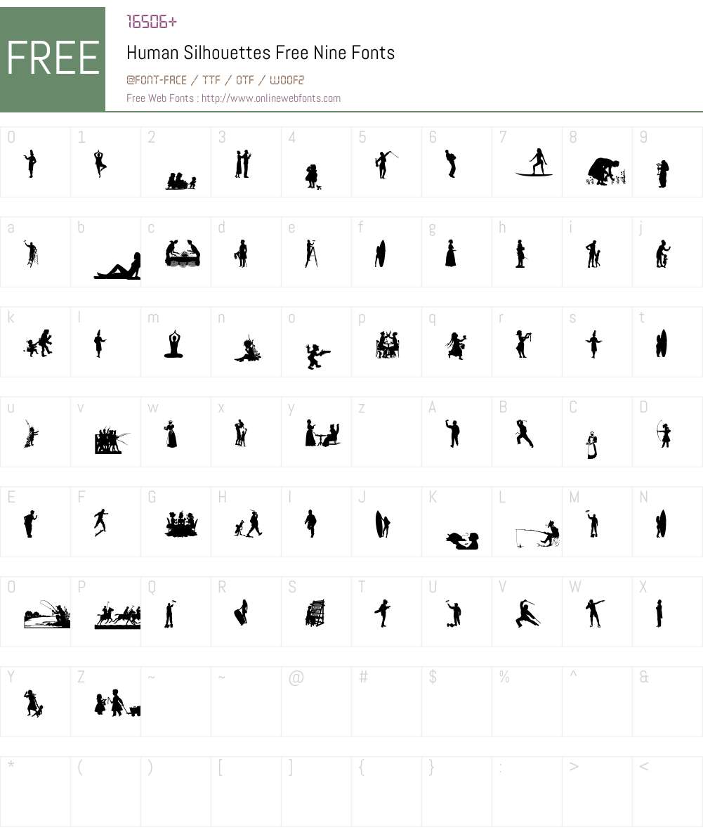 Human Silhouettes Free Nine Font Screenshots