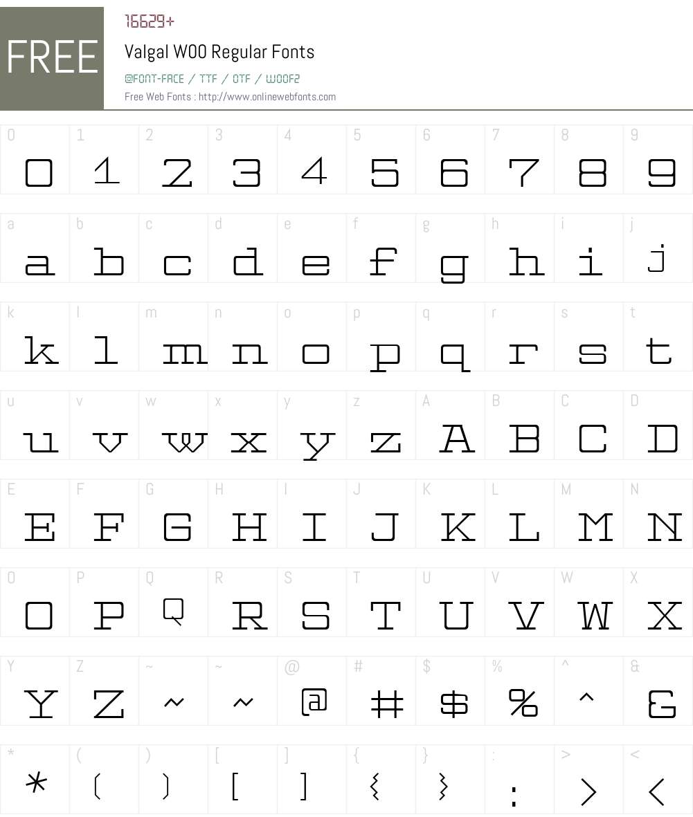 ValgalW00-Regular Font Screenshots