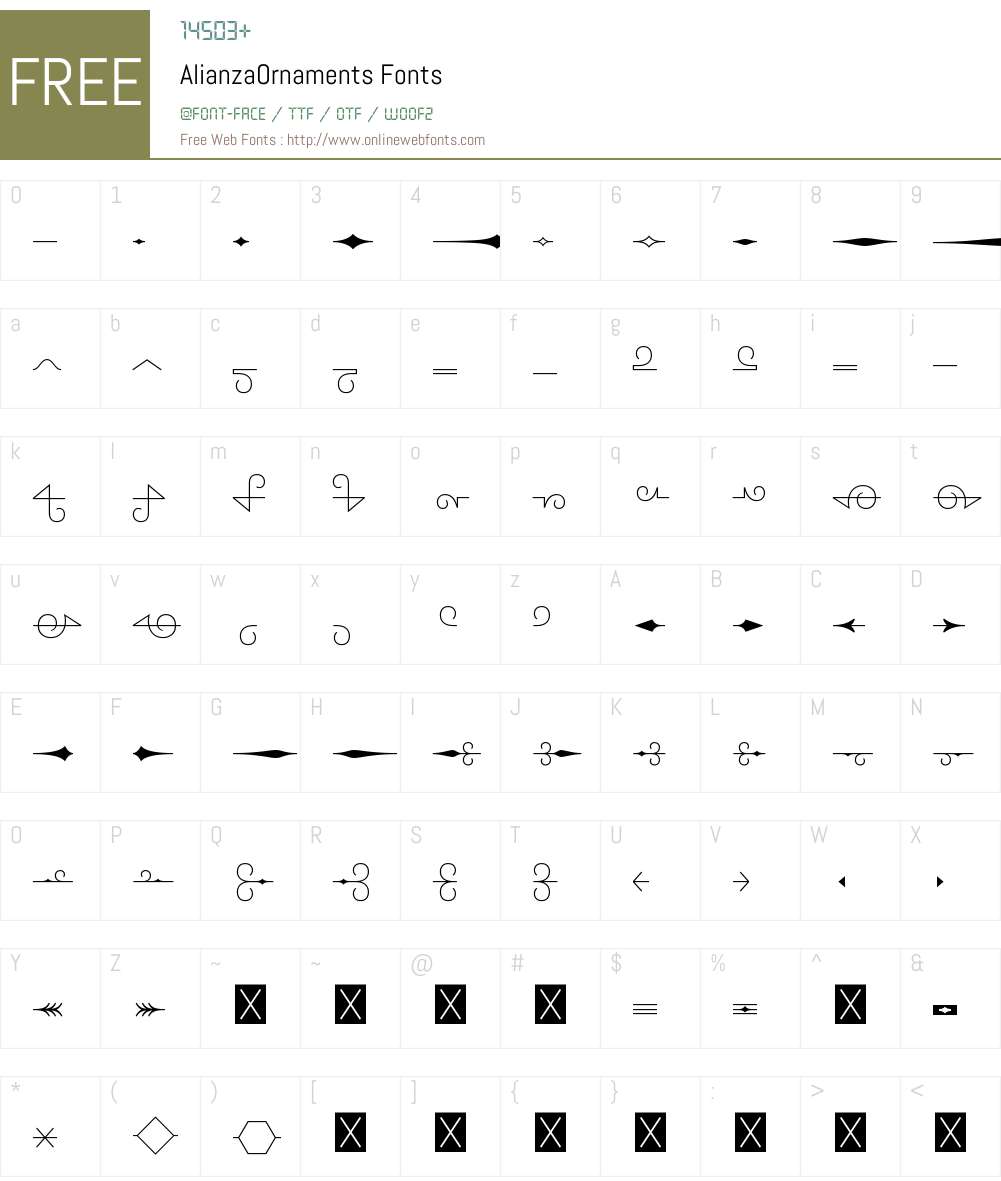 Alianza Ornaments Font Screenshots