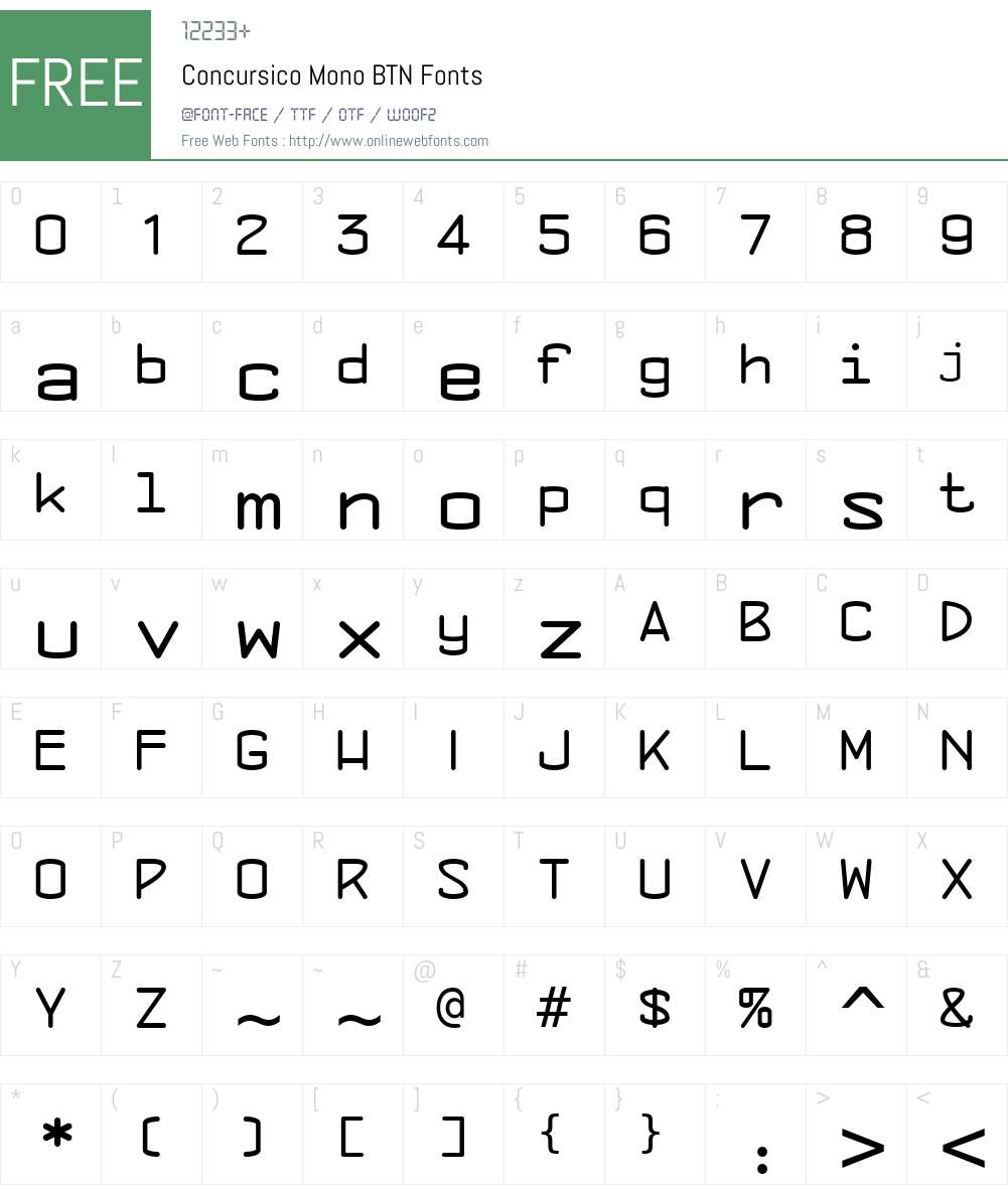 Concursico Mono BTN Font Screenshots
