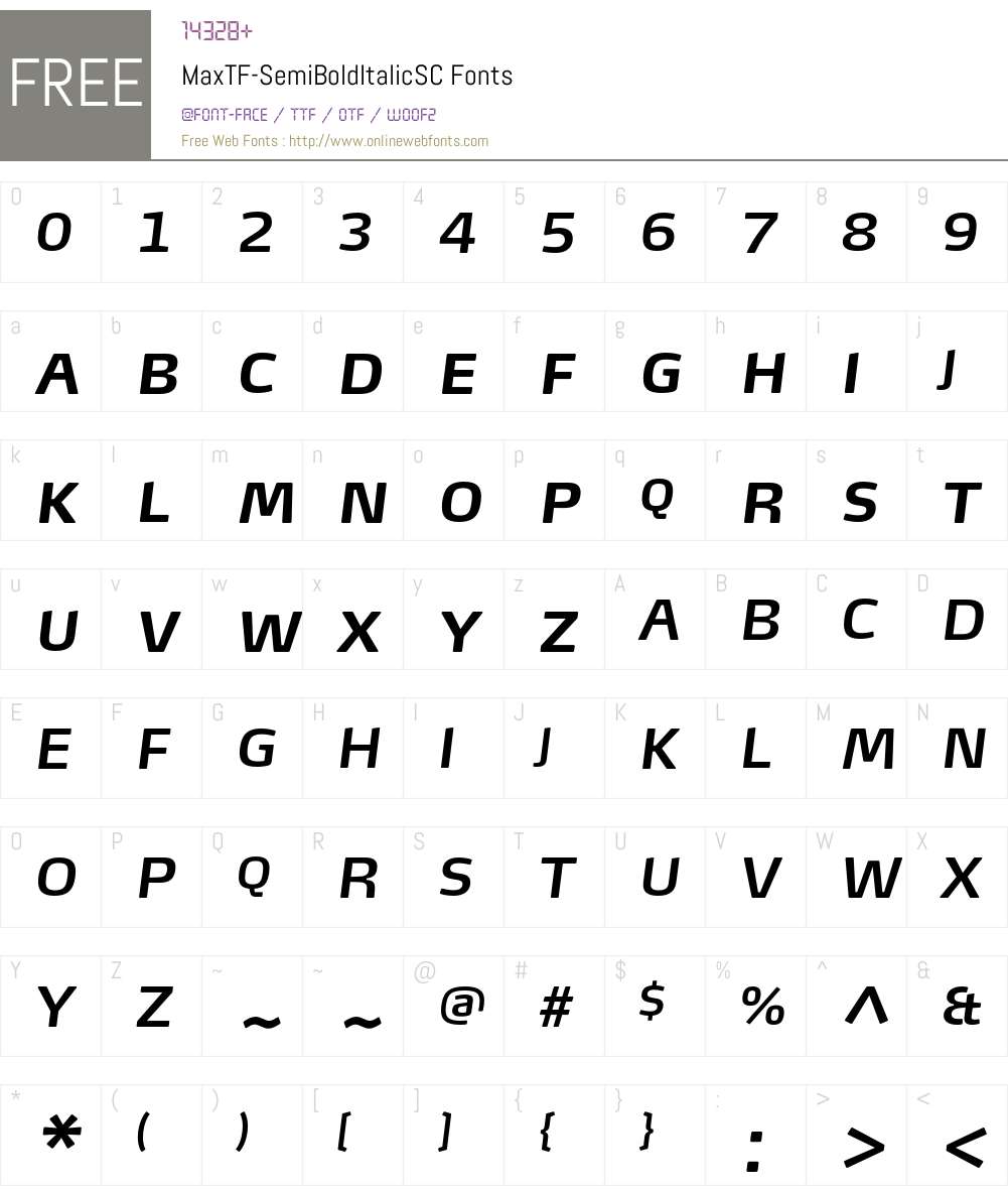 MaxTF-SemiBoldItalicSC Font Screenshots