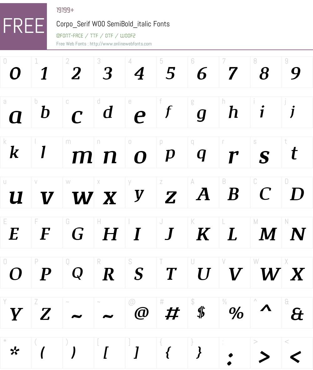 Corpo_SerifW00-SmBd_italic Font Screenshots