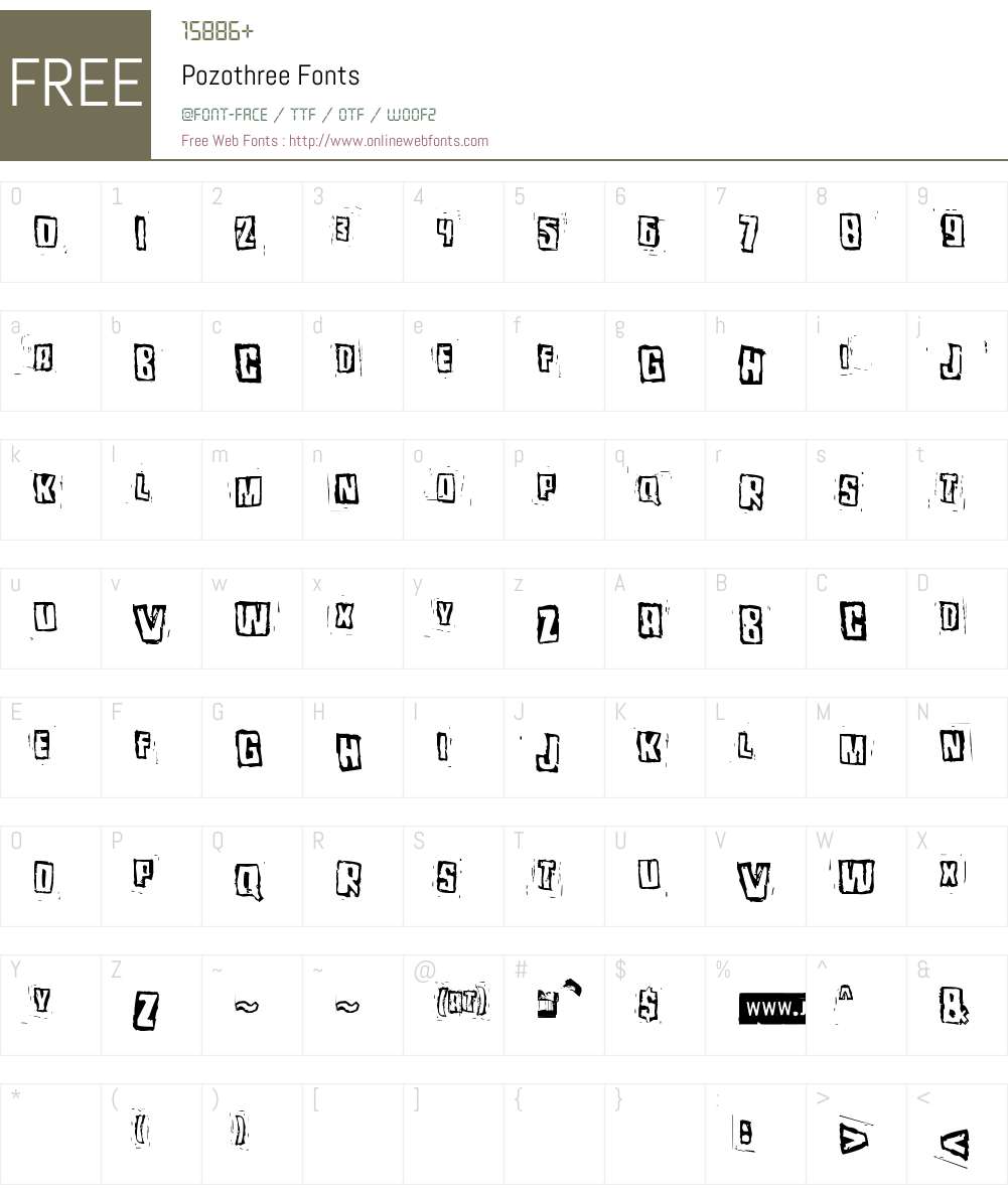 Pozothree Font Screenshots