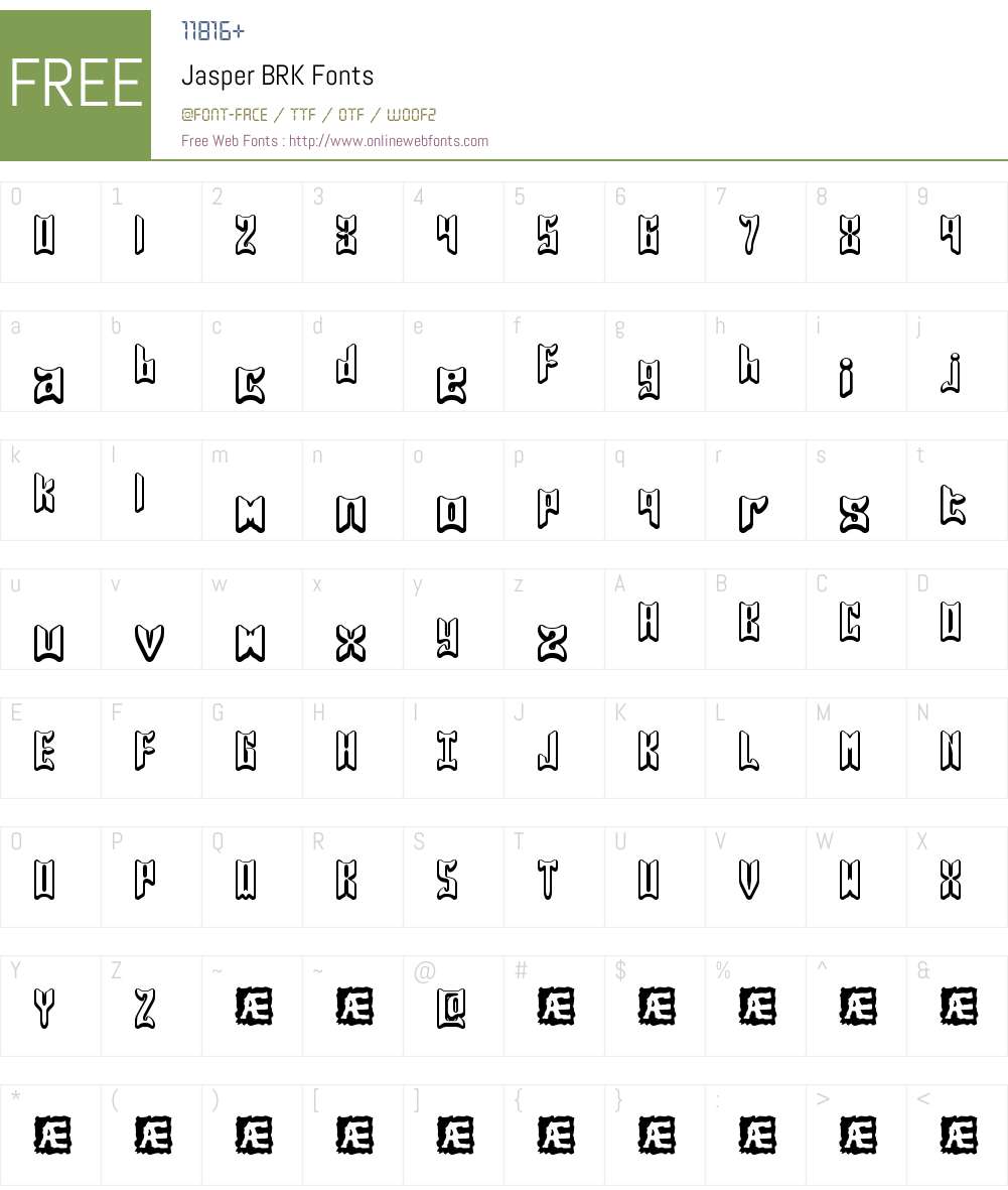 Jasper BRK Font Screenshots