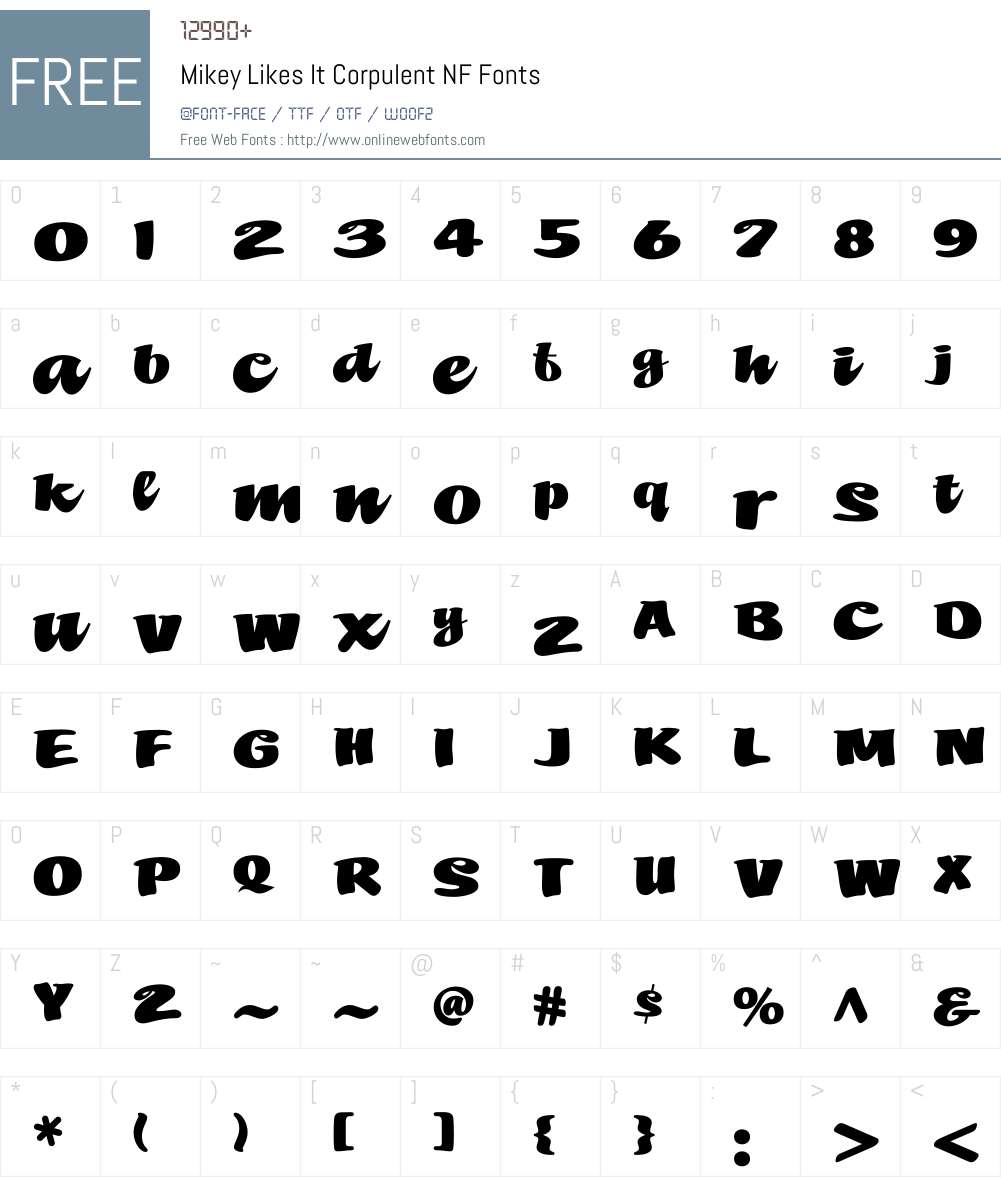 MikeyLikesItCorpulentNF Font Screenshots