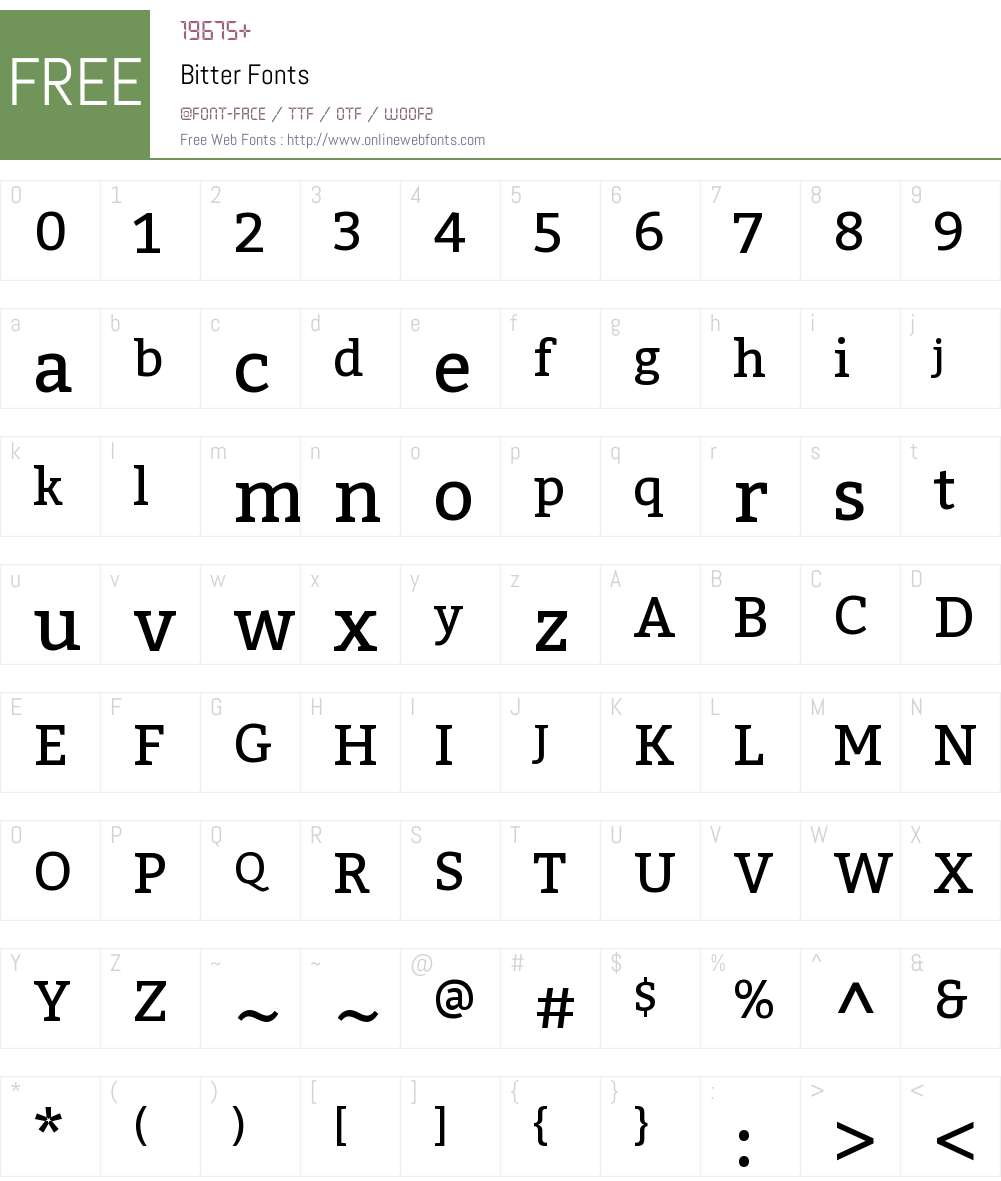 Bitter Font Screenshots