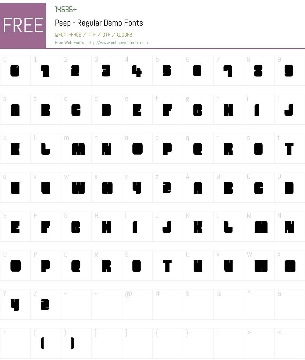 Peep Font Screenshots