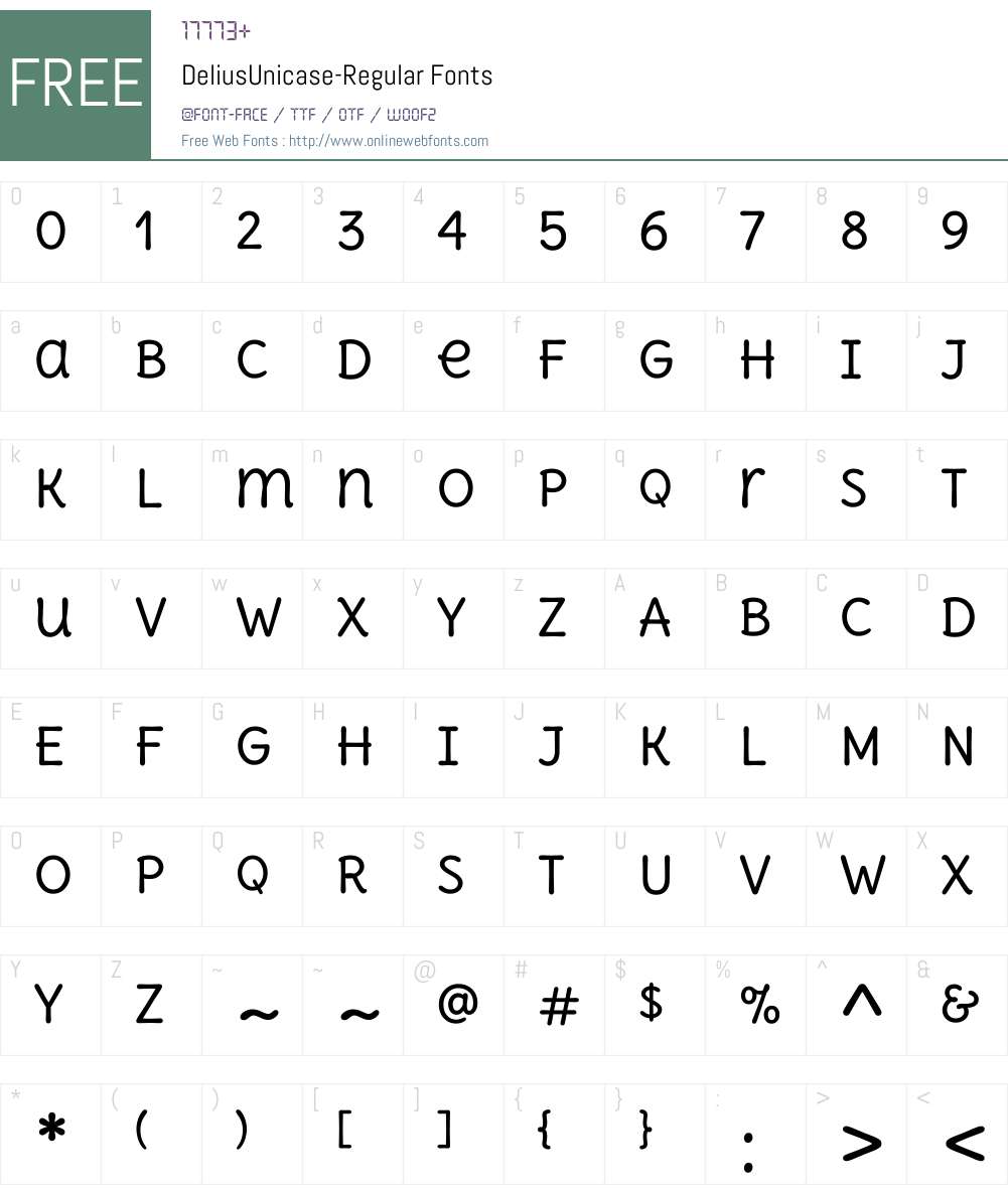 Delius Unicase Font Screenshots