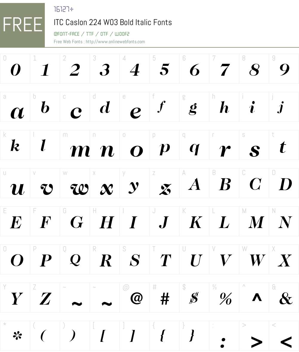 ITC Caslon No. 224 Font Screenshots