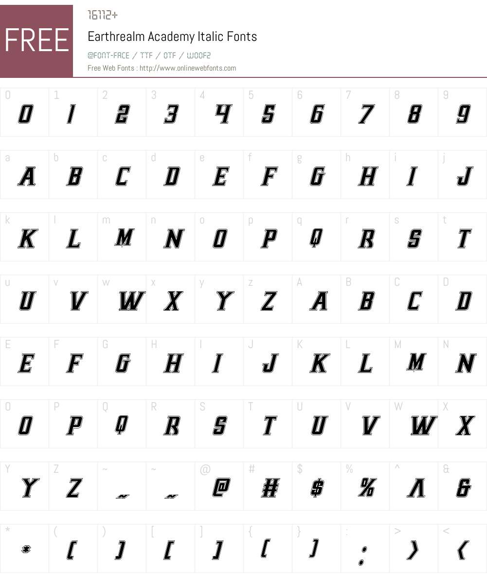 Earthrealm Academy Italic Font Screenshots