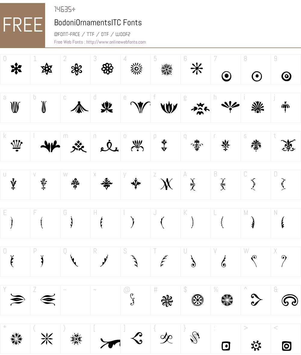Bodoni Ornaments ITC Font Screenshots