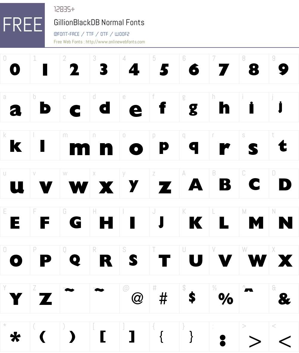 GillionBlackDB Font Screenshots