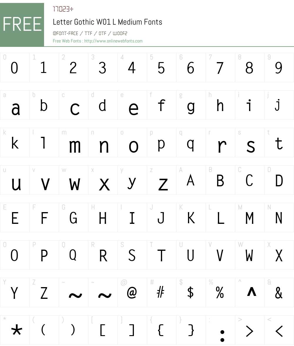 LetterGothicW01-LMedium Font Screenshots