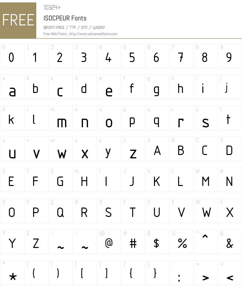 ISOCPEUR Font Screenshots