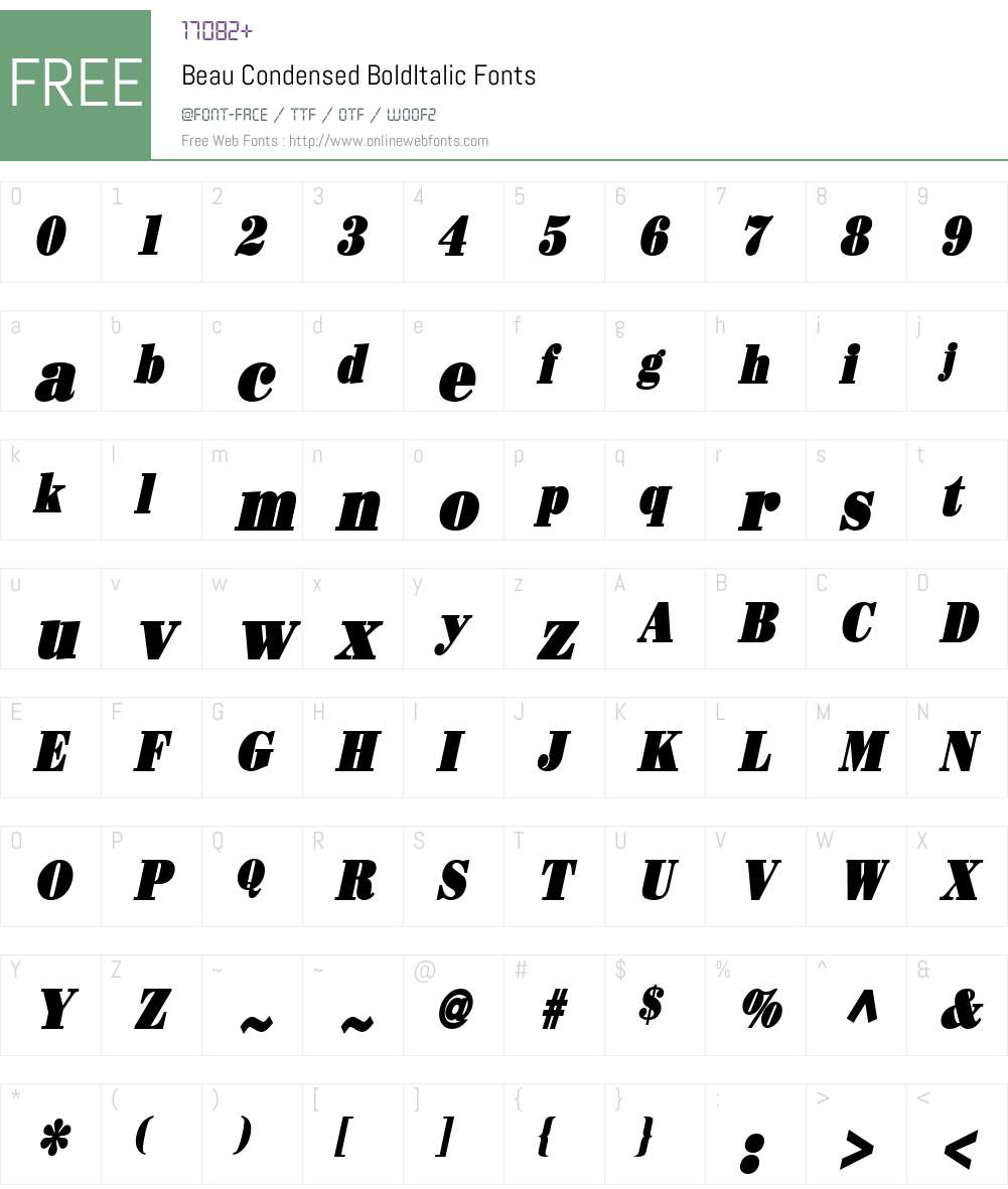 Beau Condensed Font Screenshots