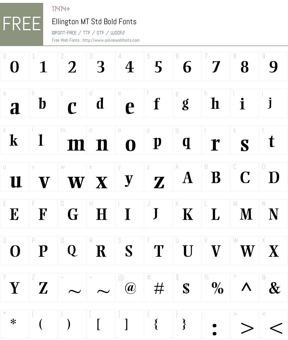 Ellington MT Std Font Screenshots
