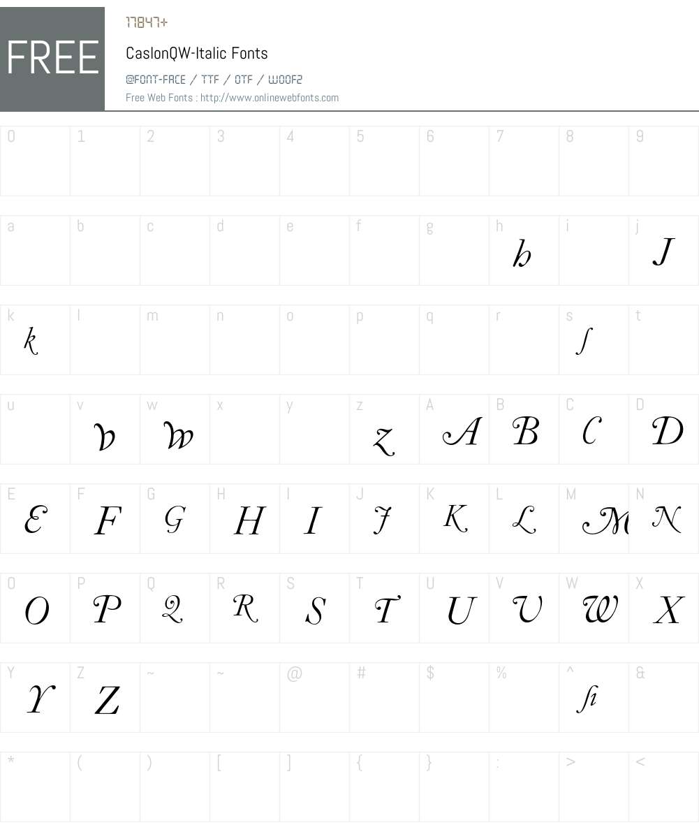 CaslonQW-Italic Font Screenshots