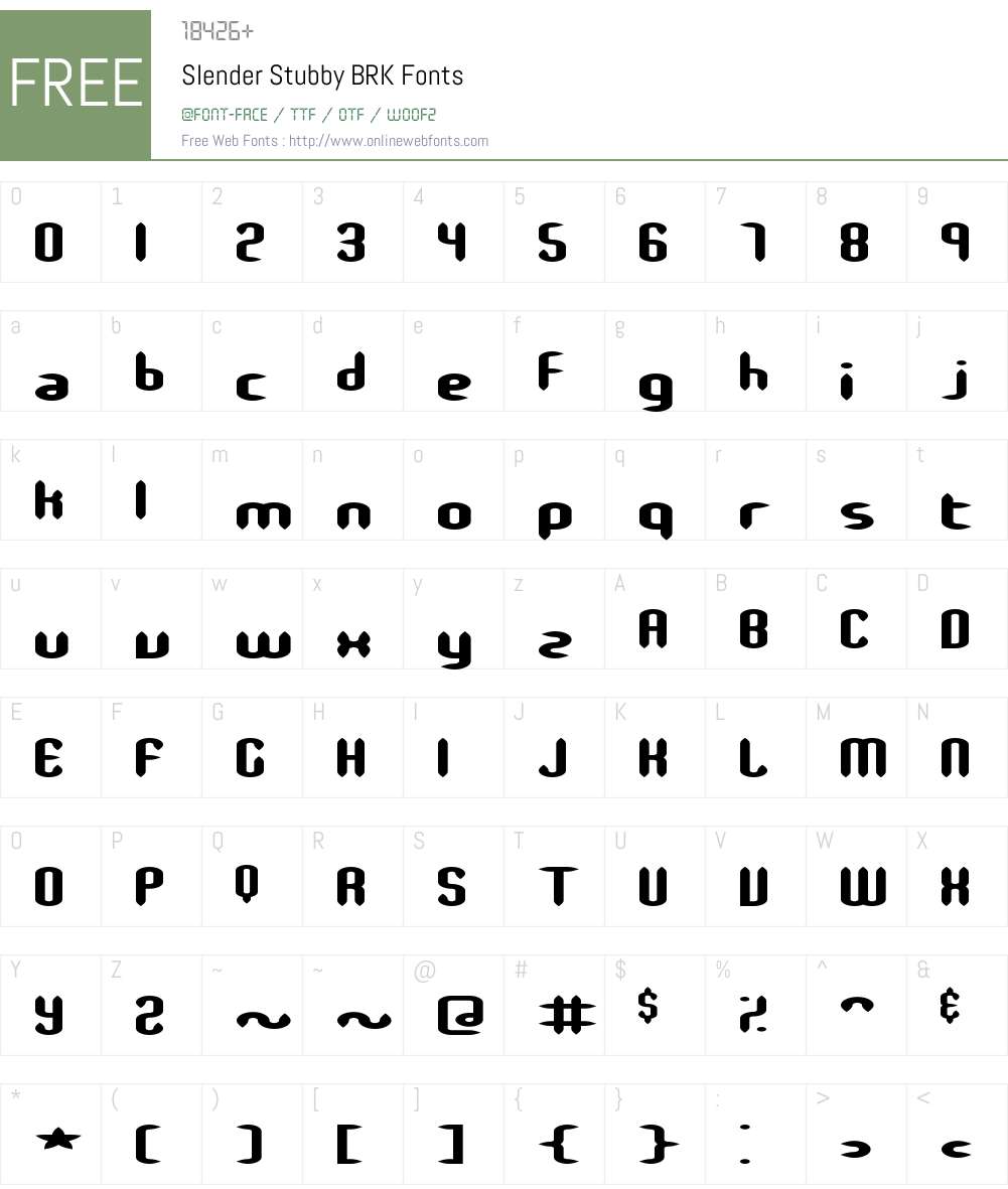 Slender Stubby BRK Font Screenshots