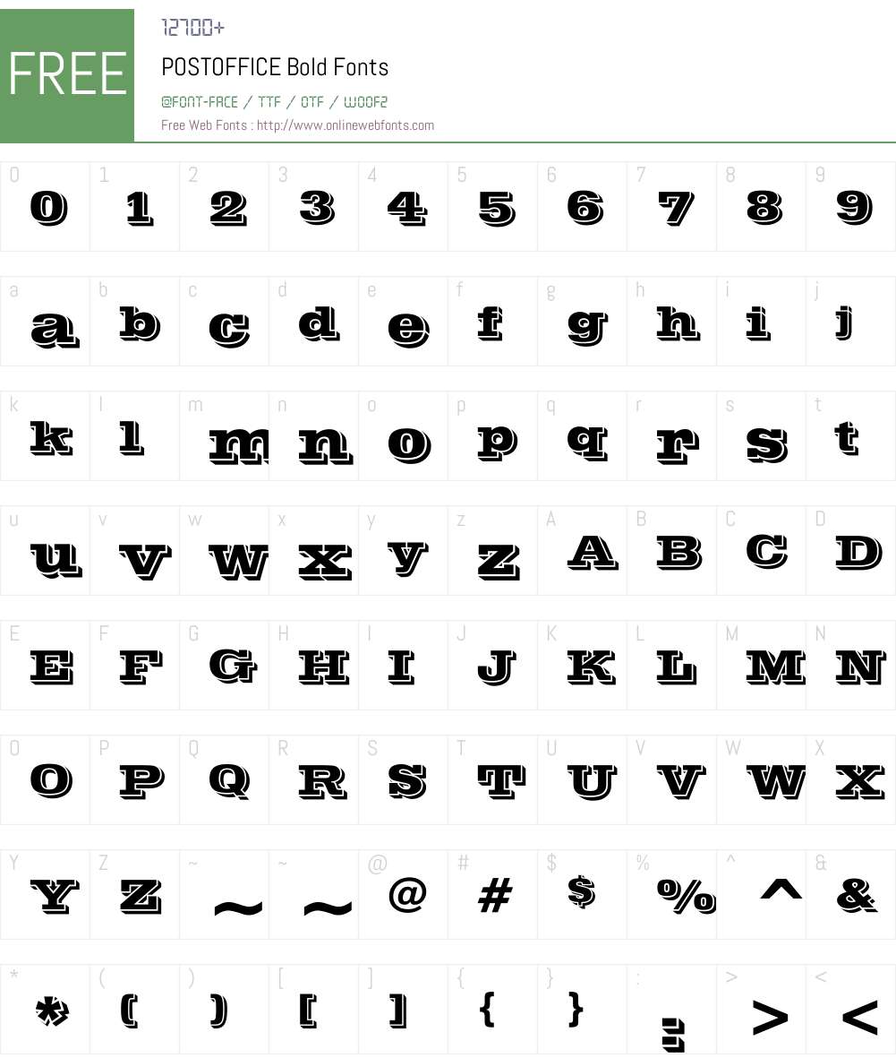 POSTOFFICE Bold Font Screenshots