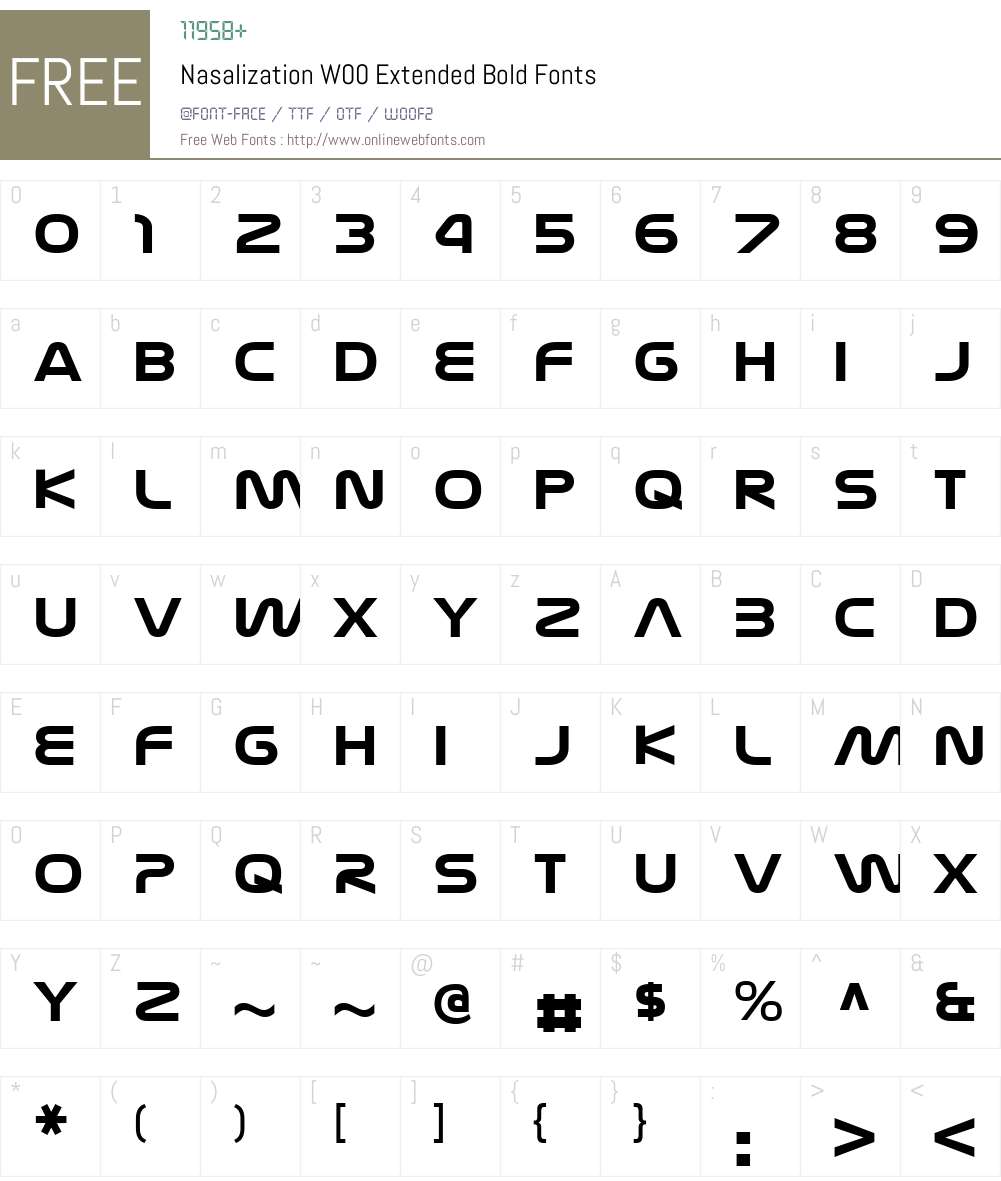NasalizationW00-ExtBold Font Screenshots