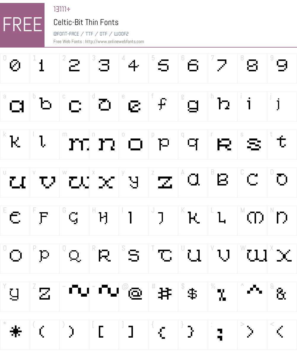 Celtic-Bit Thin Font Screenshots