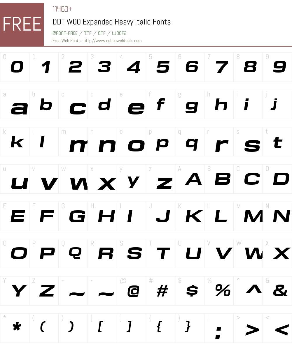 DDTW00-ExpandedHeavyItalic Font Screenshots