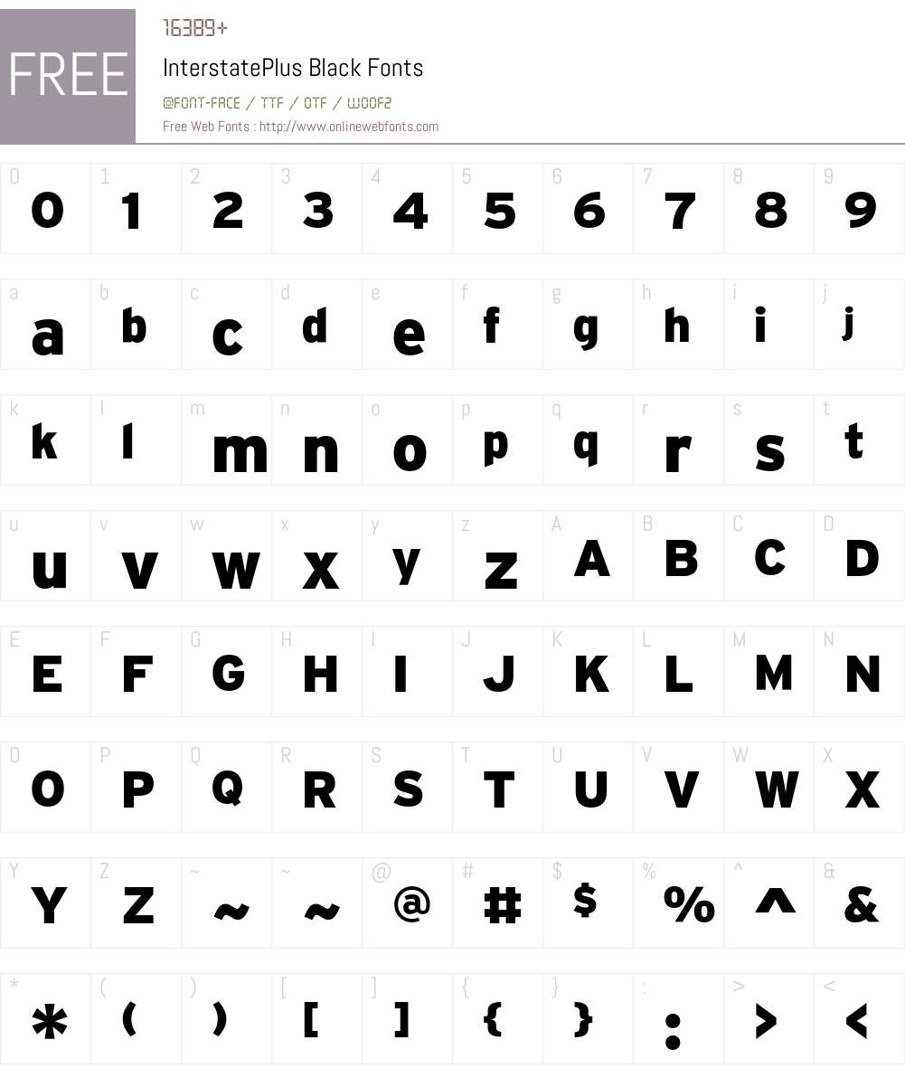 InterstatePlus Font Screenshots