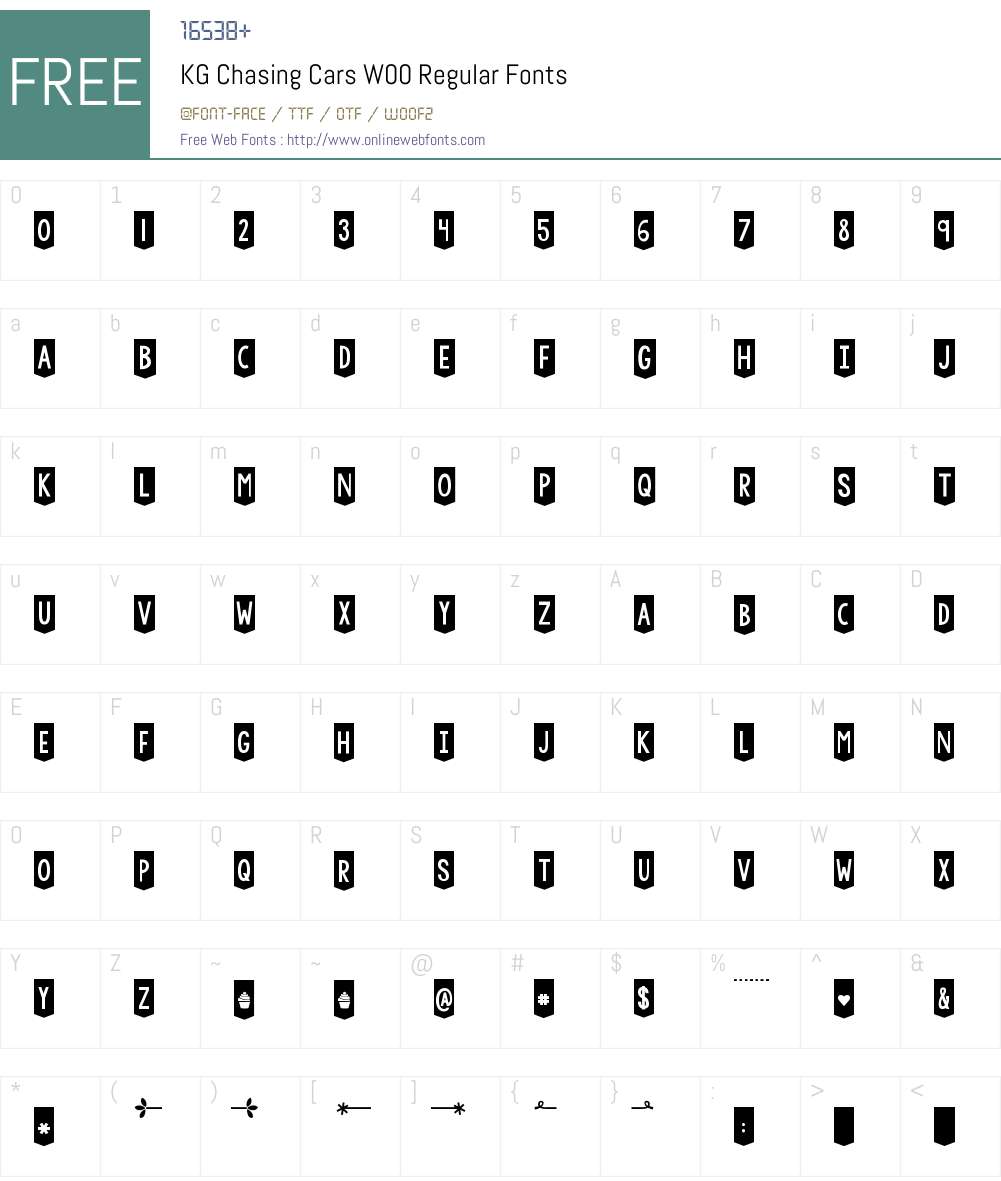 KGChasingCarsW00-Regular Font Screenshots