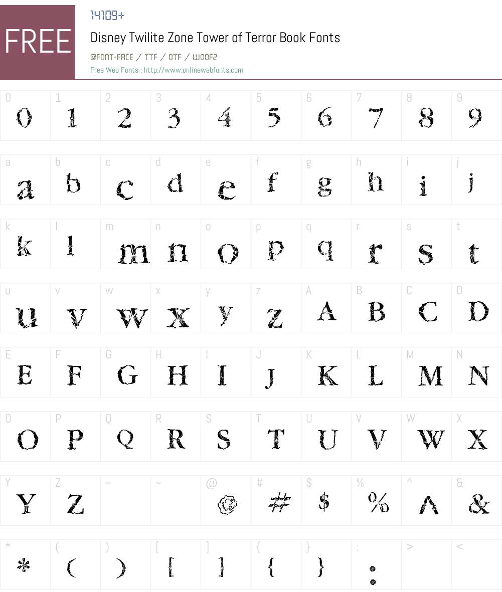 Disney Twilite Zone Tower of Terror Font Screenshots